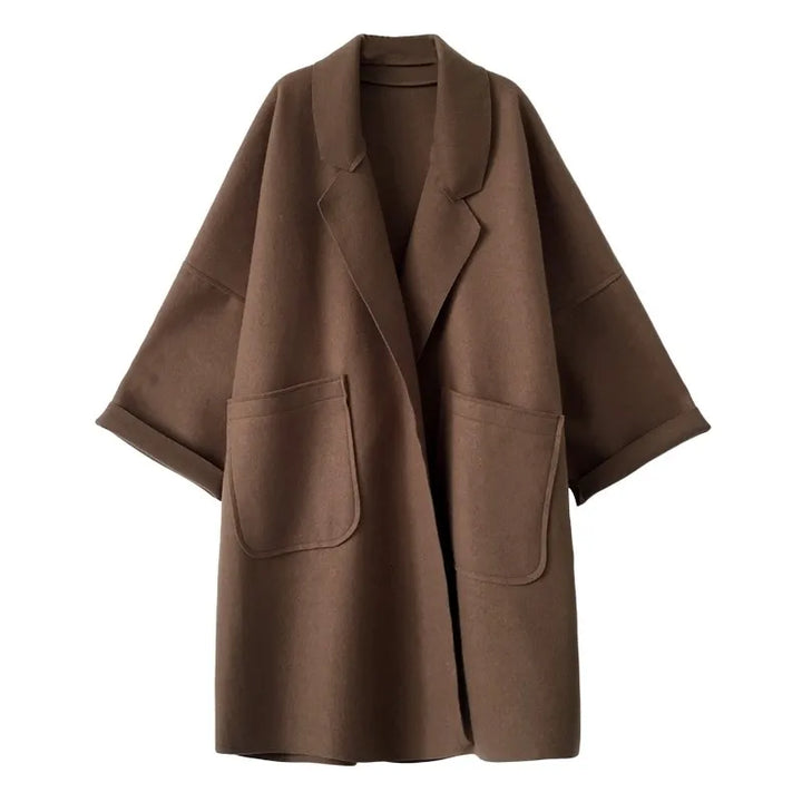 Brown coat with wide sleeves on a white background