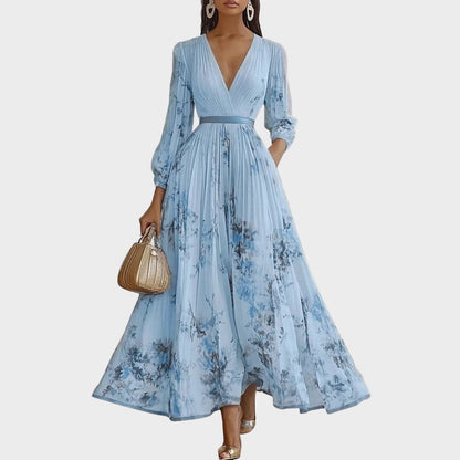 Calyra Elegant Pleated Maxi Dress for Women