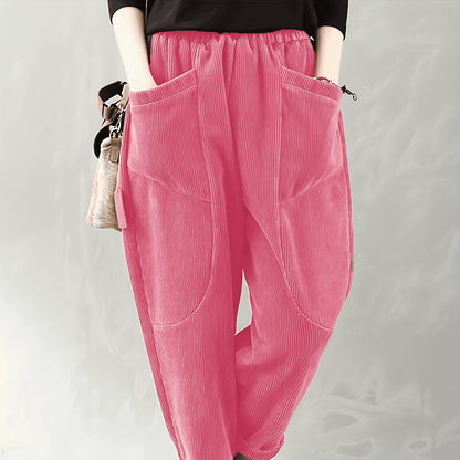 Corduroy Wide-Leg Trousers with Pockets