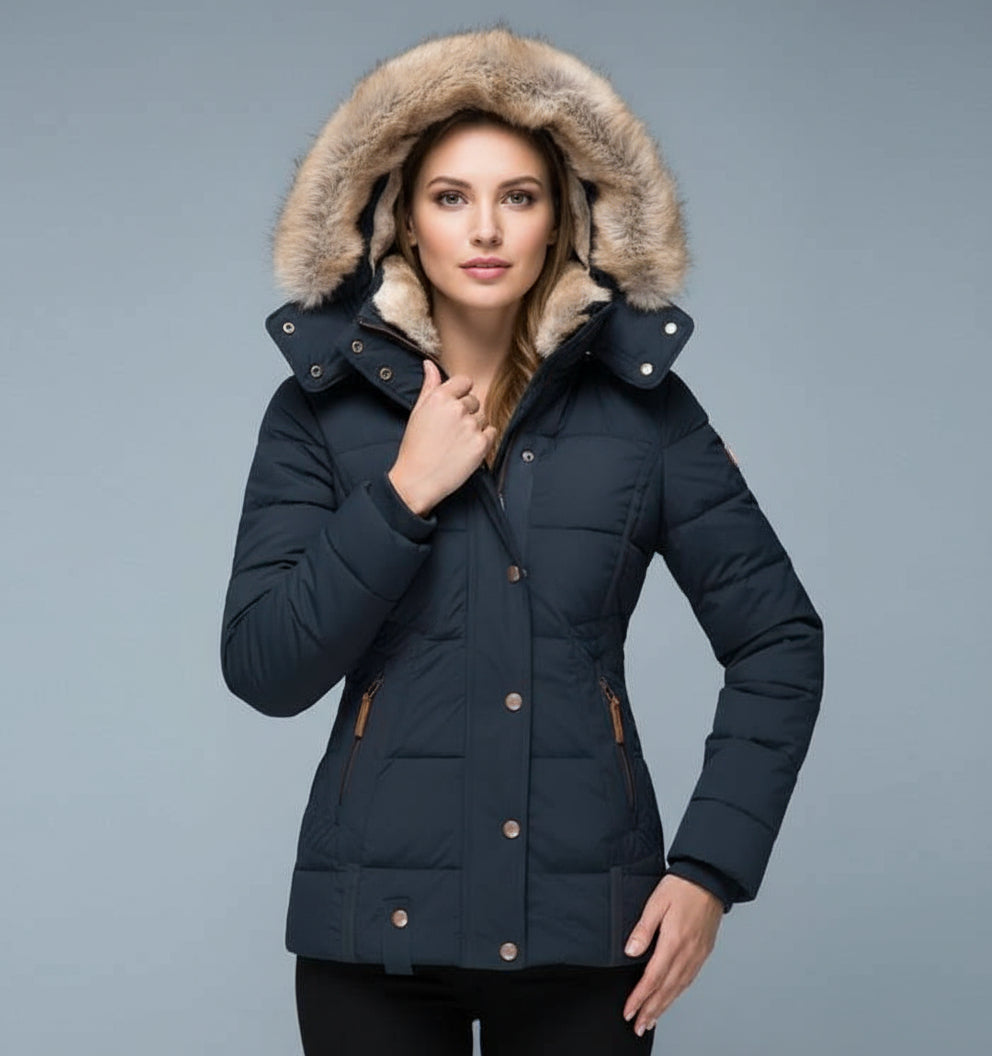 Slim Fit Women's Winter Jacket with Hood - Southern Lights 2