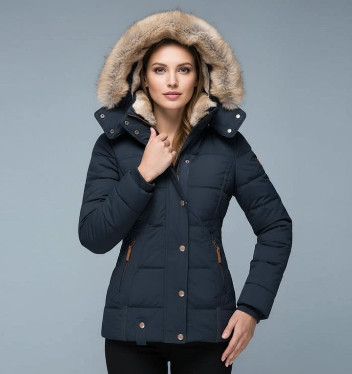 Slim Fit Women's Winter Jacket with Hood - Southern Lights 2