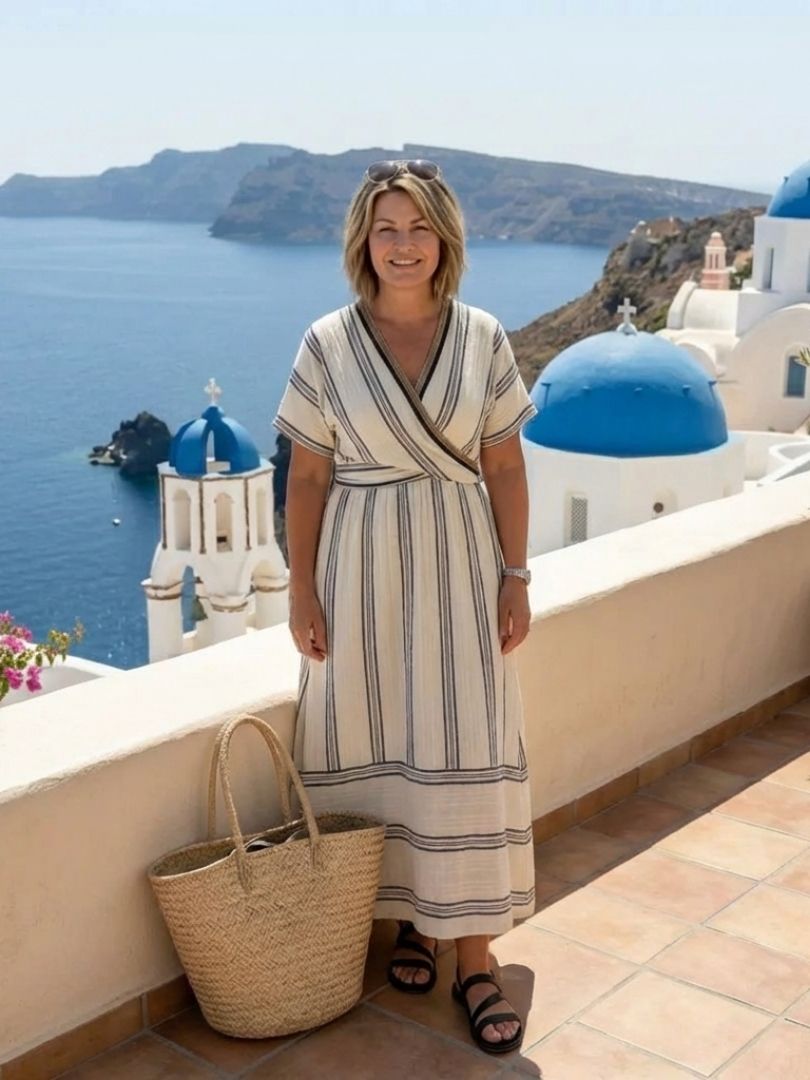 Camille Elegant V-Neck Midi Dress