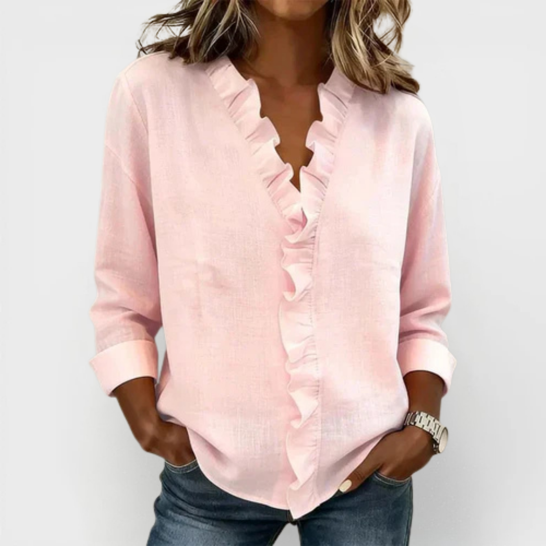 Riley Chic V-Neck Long Sleeve Blouse