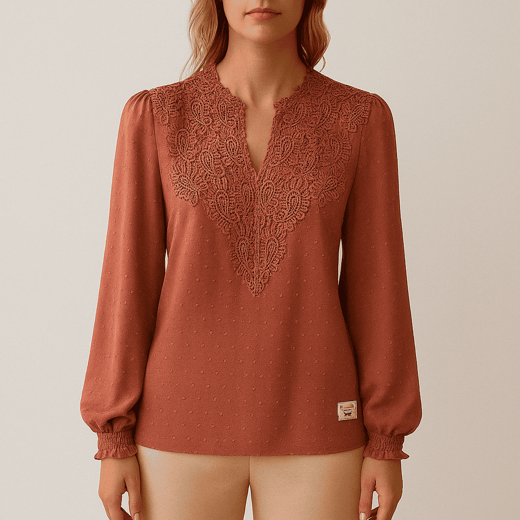 Scalloped Lace Floral Blouse