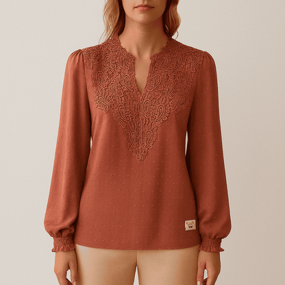 Scalloped Lace Floral Blouse