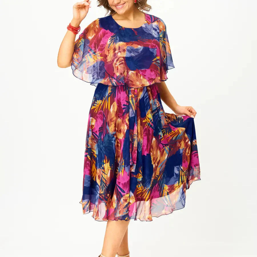 Juliette Chiffon Wrap Midi Cocktail Dress