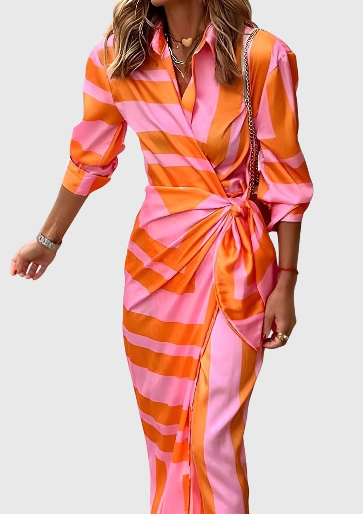 Fiona Printed Wrap Midi Dress