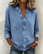 Riley Chic V-Neck Long Sleeve Blouse