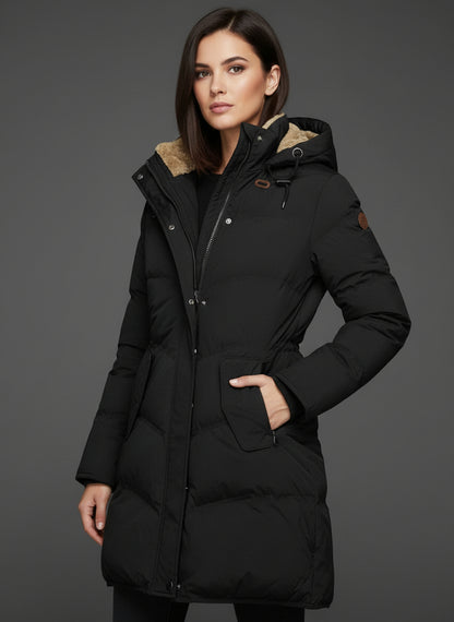 Ivana Long Quilted Hooded Jacket