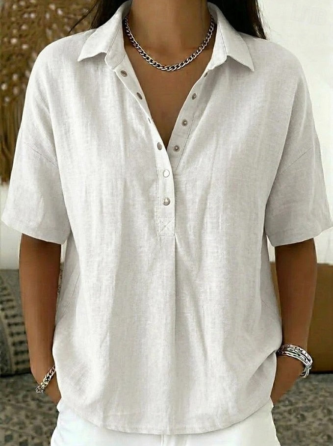Hailey Polished Collared Button-Up Blouse