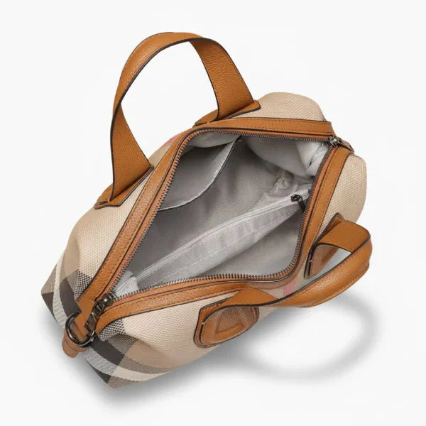 Leona Classic Plaid Vegan Leather Tote Bag
