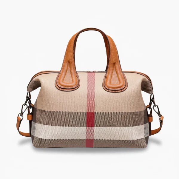 Leona Classic Plaid Vegan Leather Tote Bag