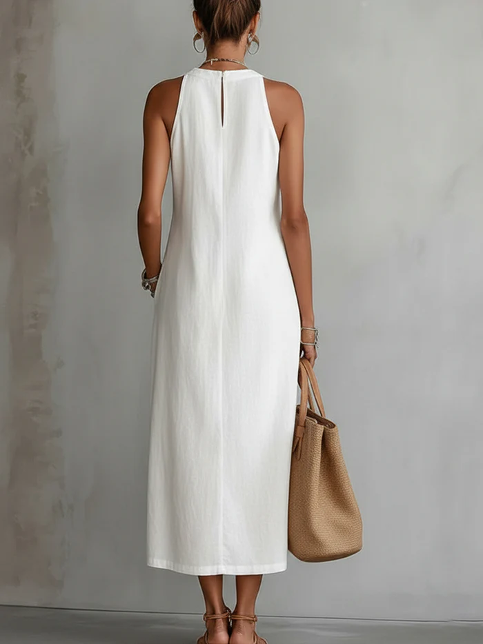 Daphne Classic Linen Midi Dress