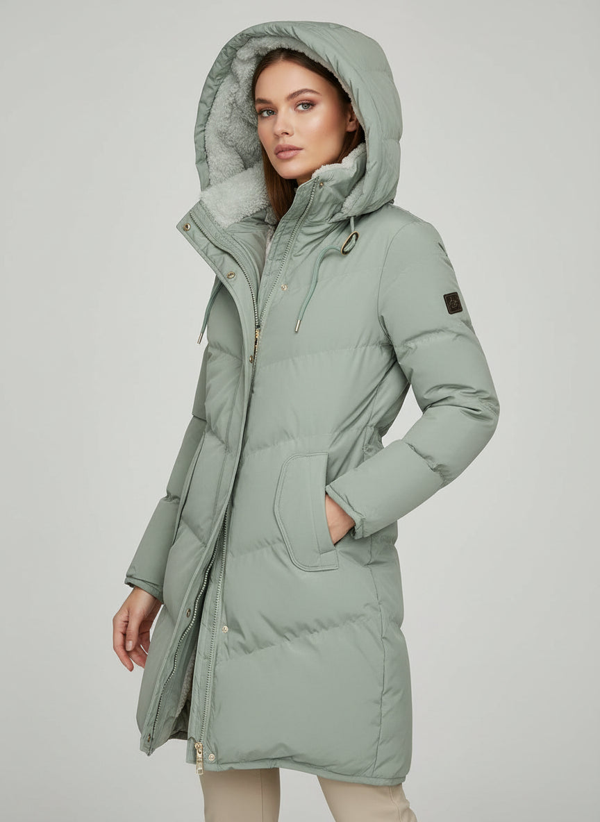 Ivana Long Quilted Hooded Jacket