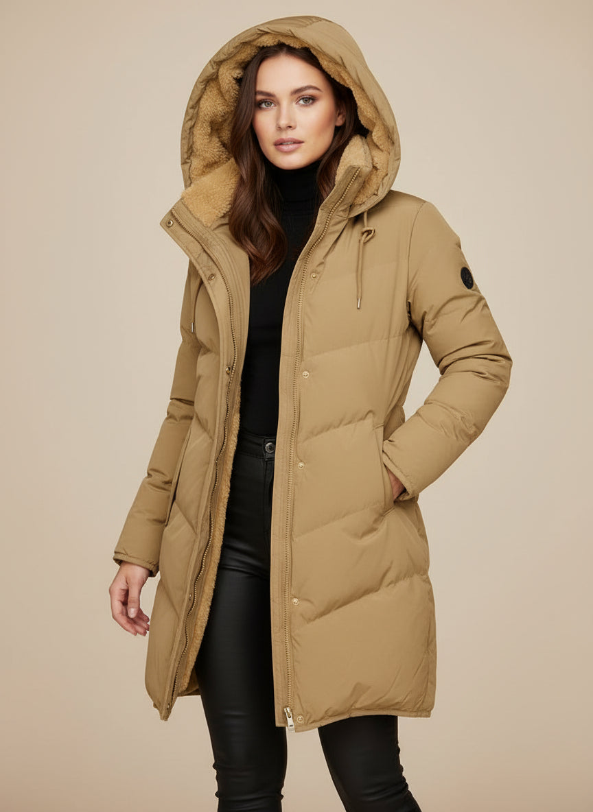 Ivana Long Quilted Hooded Jacket