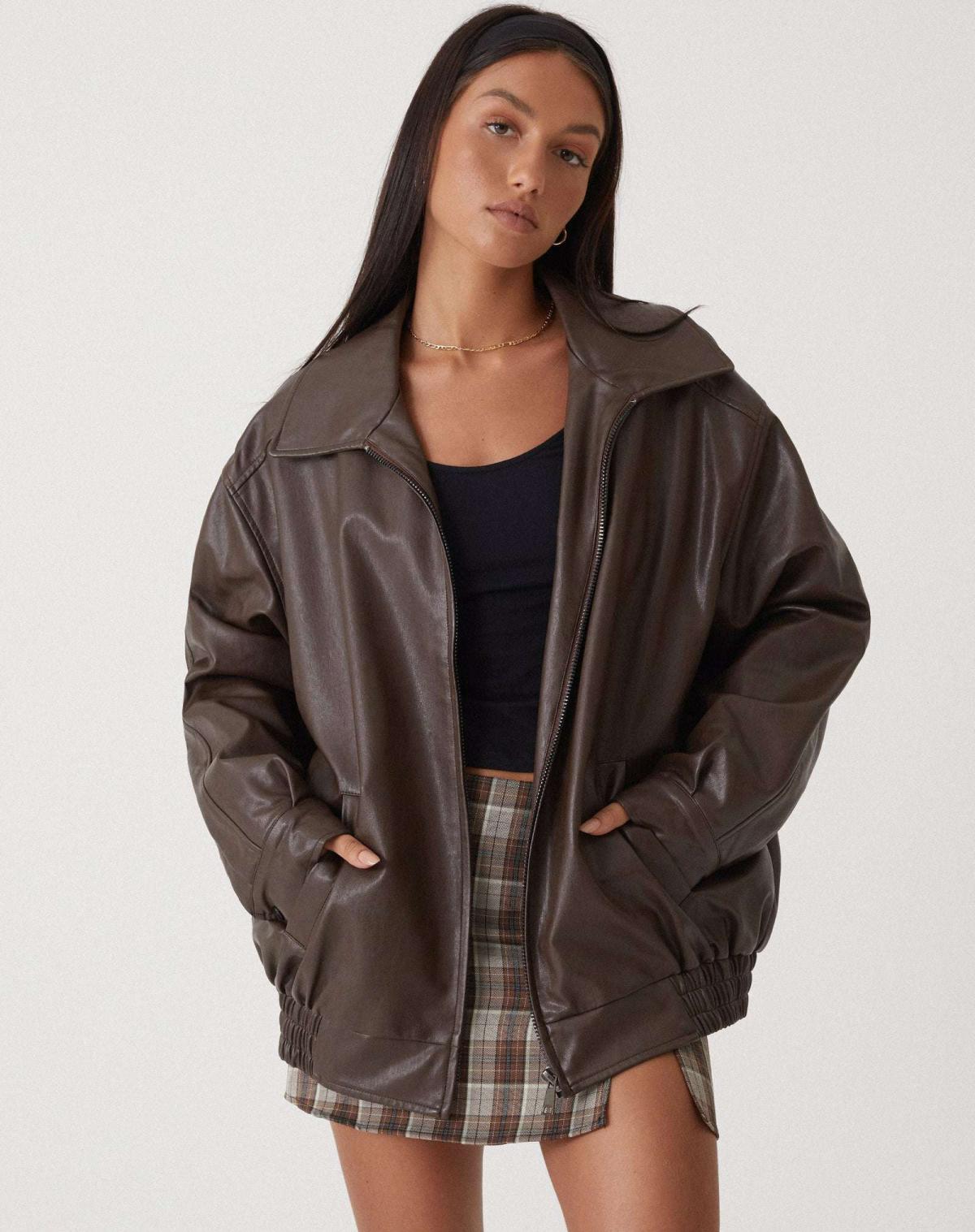 Paloma Oversized Leather Bomber Jacket
